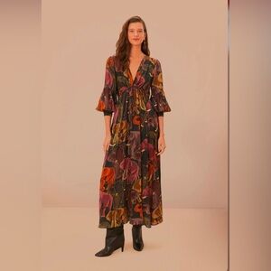 FARM Rio | Dresses | Farm Rio Linen Toucan Tree Midi Dress | Poshmark